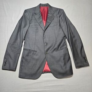 Spier & Mackay Suit Jacket 36 Gray 100% Wool Dino Filarte Super 110s Compact